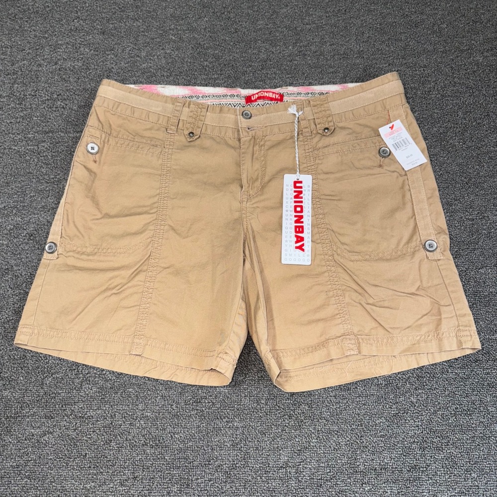 NWT Y2K Deadstock Unionbay Marcel Sandy Brown Cargo Shorts Juniors Size 13 NEW